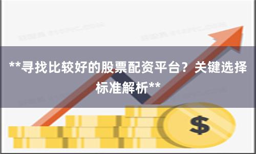 **寻找比较好的股票配资平台？关键选择标准解析**